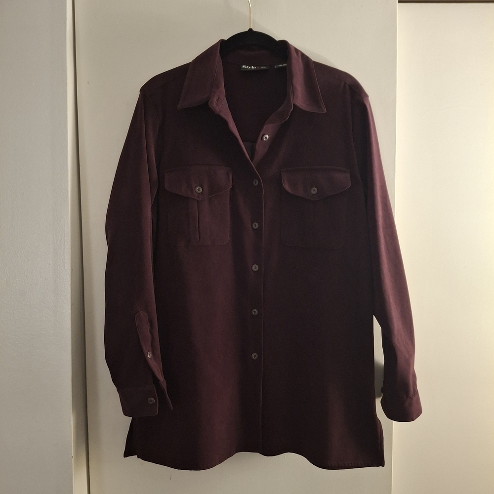 Style & Co. Women's Deep Purple Utility Shirt Jacket